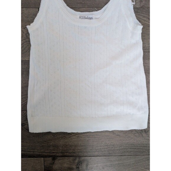 P.J. Salvage Womens Lounge White Knit Tank Sz S - Picture 2 of 3